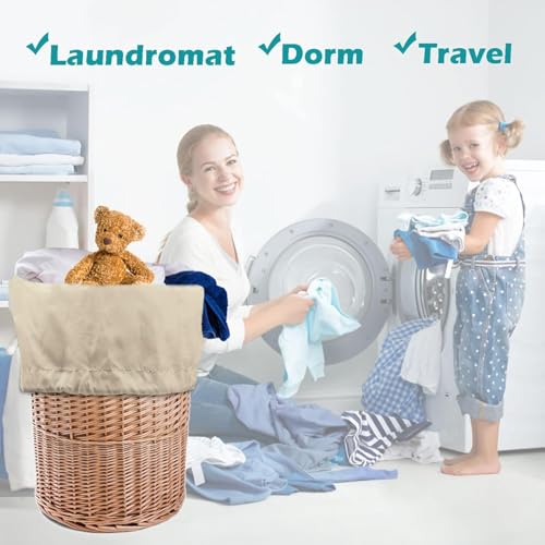 Coomee Heavy Duty Laundry Bag, 2 Pack XXL Nylon Laundry Bags with Straps - color: Beige, size: 48" x 28" x 1"