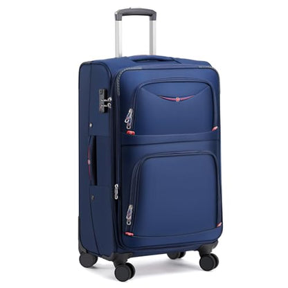 ROPLUS Softside Expandable Luggage with 4 Spinner Wheels, Durable Checked-Luggage Suitcase (Blue, 29-Inch) - color: Blue, size: 29-Inch