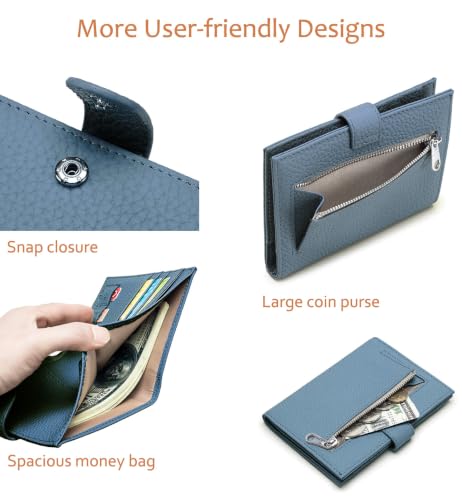Leather RFID Blocking Slim Passport Holder for Travel Women - color: Denim Blue