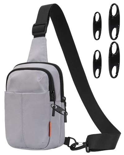 Peicees Sling Bag for Men Small Crossbody Bag Anti Theft Travel Pack - color: Light Grey