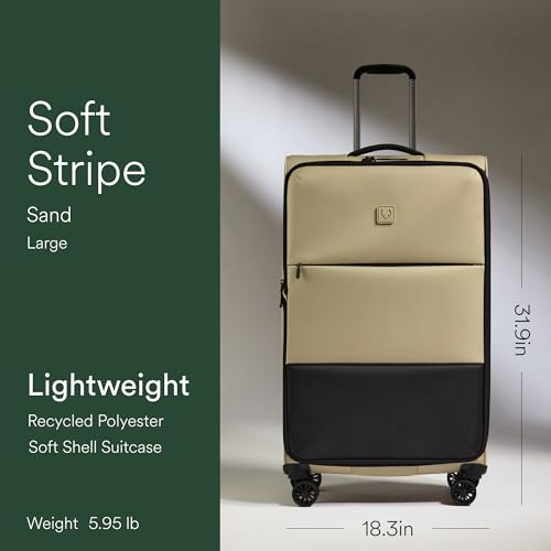 ANTLER Soft Stripe Large Checked Luggage, Sand Yellow, 31.9", 105-122L - color: Sand Yellow, size: Large