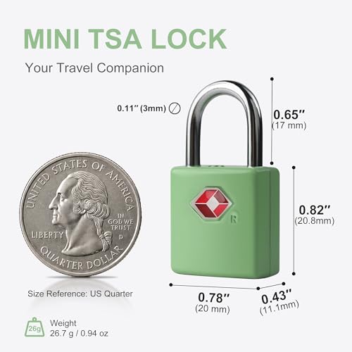 Luggage Locks TSA Approved, Small Padlock with Key for Suitcase - color: Green