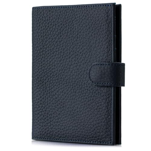 RFID Blocking Leather Passport Holders for Travel Women & Men - color: Sapphire Blue