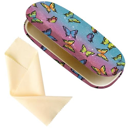 Glasses Case Hard Shell,Portable Protective Eyeglasses Case, Eyeglass Holder Box with Cleaning Cloth,for Women Men - color: Butterfly 1