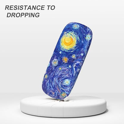Eyeglasses Case, Portable Hard Shell Protective Case for Glasses, Eyeglass Holder Box for Women with Cleaning Cloth - color: Starry Night