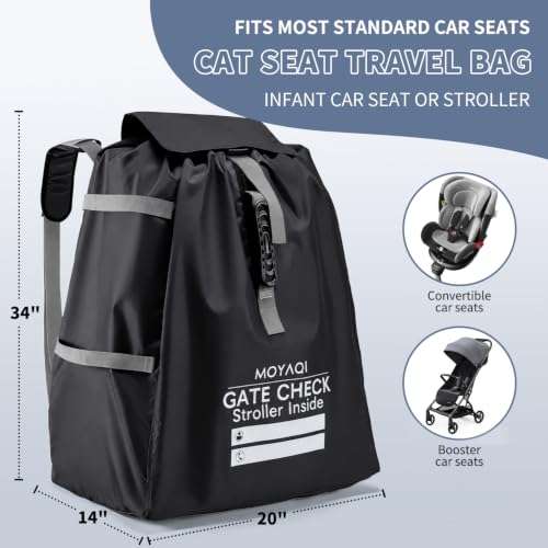 MOYAQI Stroller Travel Bag for Airplane, Gate Check Bag Backpack with Durable Nylon,Adjustable Carry Straps,Infant Carriers & Booster Seats (Classic Black) - color: Classic Black