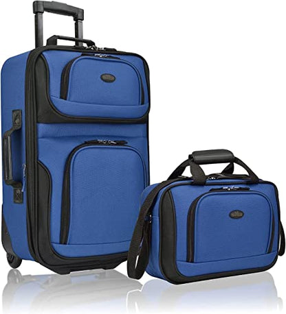 U.S. Traveler Rio Lightweight Softside Rolling Carry-on Suitcase, 2-Wheel Set, Royal Blue - color: Royal Blue, size: 21"/14"