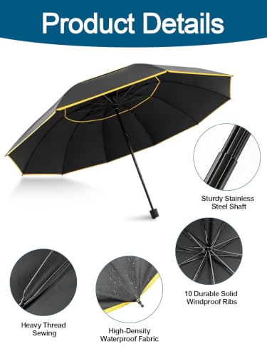 Kalolary 62 Inch Extra Large Golf Umbrella UV Protection Compact Umbrella - color: Black