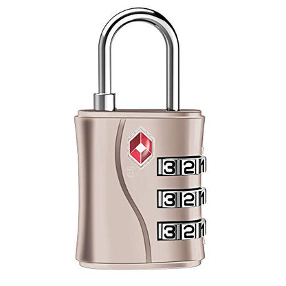 ZHEGE TSA Lock for Luggage, 3 Digit Travel Lock for Suitcase (Rose Gold) - color: Rose Gold, 1P