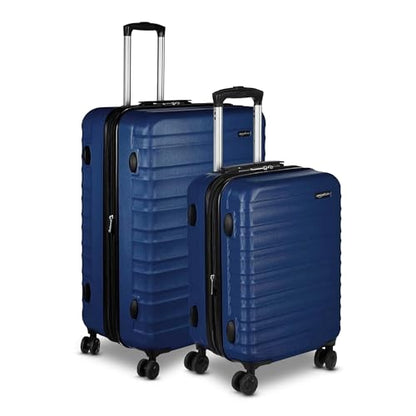 Amazon Basics 2-Piece Hardside Luggage Set (21", 30"), Expandable, Scratch-Resistant Finish, Telescoping Handle, Four Multi-directional Wheels, Navy Blue - color: Navy Blue, size: 2-Piece Set