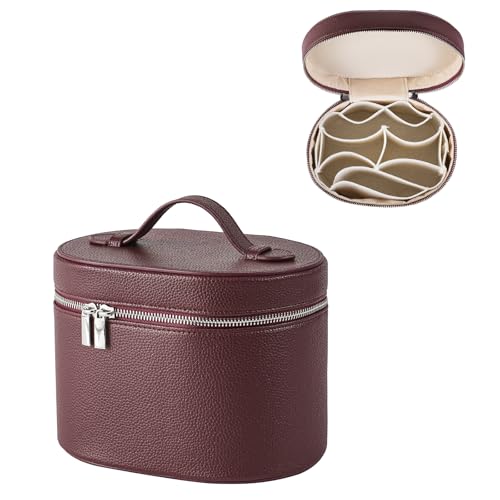 RSRSLEII Waterproof PU Leather Makeup Bag, Toiletry Bag (06Burgundy) - color: 06Burgundy