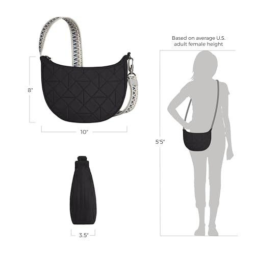 Travelon Anti-Theft Boho Crescent Crossbody - color: Black