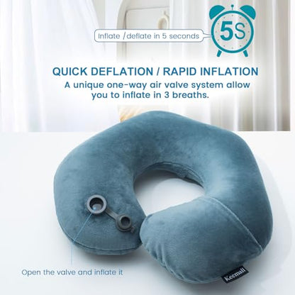 Keemall Inflatable Travel Neck Pillow for Airplane & Long Flights, 2 Pack - color: Deep Grey-2 Pack, size: Medium