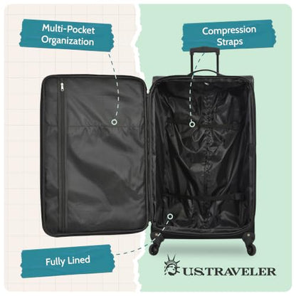 U.S. Traveler Aviron Bay Expandable Softside Luggage with Spinner Wheels, Purple, Large 31-Inch - color: Purple, size: Large 31-Inch