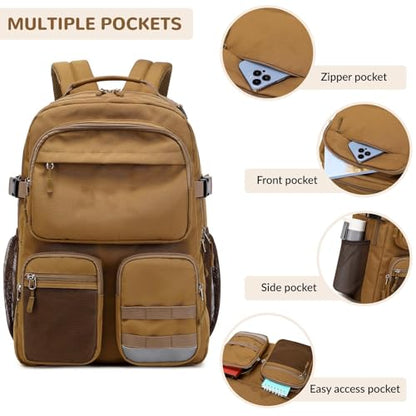 Lohol Water Resistant Backpack with Multifunctional Pockets for Teens, Durable Bookbag fits 15.6 inch Laptop for School Travel College, 25L (Grey) - color: Grey