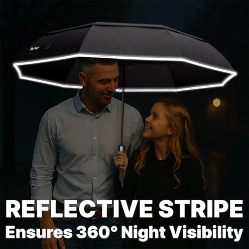 Royal Walk Compact Travel Umbrella for Rain, Windproof, Small & Portable - color: Black