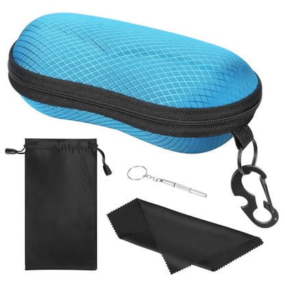 MoKo Semi Hard Shell Sunglasses Case, Unisex Protective Eyeglass Case Glasses Case Holder with Metal Hanging Hook - color: 인디고-에바, size: 1개입