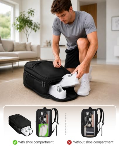 MATEIN Travel Backpack with Shoe Compartment, 40L Travel Backpack Carry On - color: Black, size: X-Large