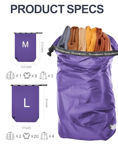 Travel Laundry Bags, Pump-Free Compression Dirty Clothes Bag - color: Purple, size: 23" L × 17" W × 6.5" H