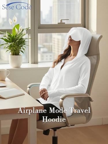 SeSe Code UPF 50+ Hoodie With Eye Mask Womens Zip Up Travel Jackets - color: White, size: XX-Large