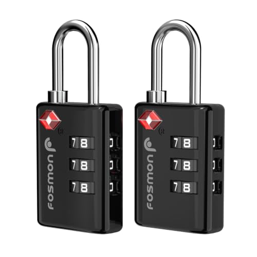Fosmon TSA Approved Luggage Locks, 3 Digit Combination Padlock, 2 Pack - color: Black 3 Digit 2 Pack
