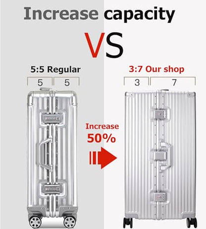 feilario Super Large Aluminum Frame Checked Zipperless Luggage - color: A3-Silver, size: 26in