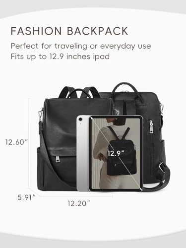 CLUCI Womens Backpack Purse PU Leather Anti-theft Fashion Designer Travel Bag Ladies Shoulder Bags - color: Top Zip-7 Black
