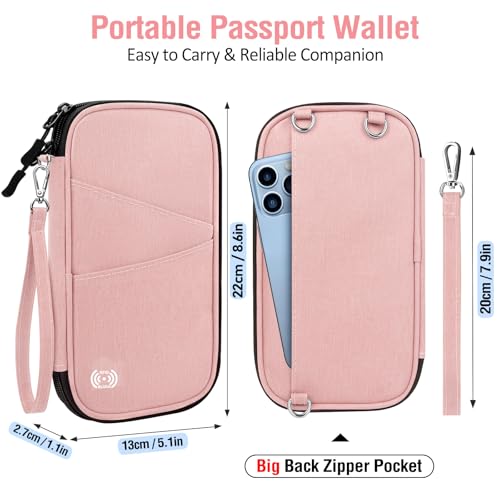 BKNOOU Family Passport Holder RFID Blocking Travel Document Organizer - color: 07 Pink