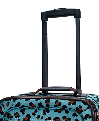 Rockland Fashion Softside 4 Piece Luggage Set, Expandable, (14" Tote/19"/24"/28"), Blue Leopard - color: Blue Leopard, size: 4 Piece (28"/24"/19"/14" Tote)