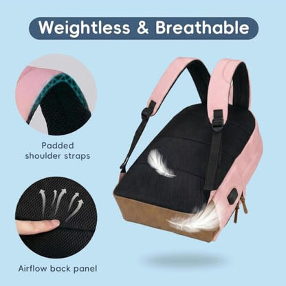 WOLT Travel Laptop Backpack for Men & Women with USB Charging Port - color: Pink