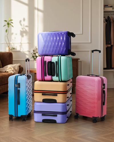 Suitour 28 inch Luggage With Spinner Wheels,Hard Shell Suitcases with Wheels TSA Checked Travel Suitcase - color: Pink, size: 28" Checked