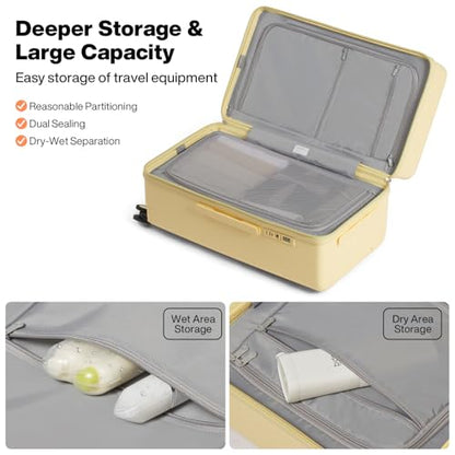 mixi 26'' Max Trunk Luggage Large Checked Luggage PC Hard Shell Rolling Travel Suitcases with Spinner Wheels & TSA Lock, Lark Yellow - color: Lark Yellow, size: 26 Inch Max