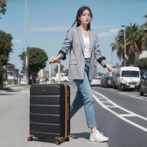 Eeeza Luggage Sets 5 Piece, Lightweight Durable Hardshell Black, 20/24/28" - color: Black