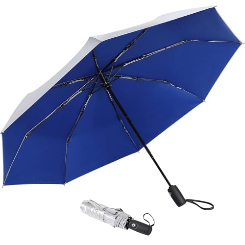 G4Free UPF 50+ UV Protection Travel Umbrella 42/46 Inch Auto Open Close - color: Blue/Silver, size: 42 inch
