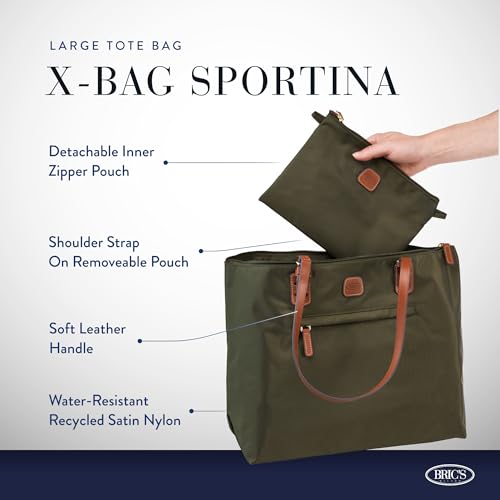 Bric's X-Collection Sportina Large 3-in-1 Tote Bag, Water-Resistant Carry-On w/Pass-Through, Adjustable Strap & Pouch - color: Olive
