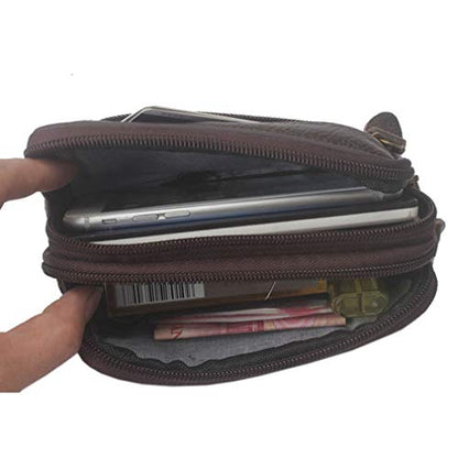Leather Phone Belt Bag Holster Pouch for Men Loop Flip Coin Purse Case Cell Phone Waist Pack Pouch Case - color: #07coffee