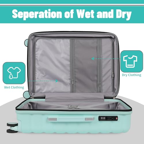 WireHot 3-Piece Hardshell Travel Luggage Set, Mint Green, 20in/24in/28in - color: Mint Green, size: 20in/24in/28in (3-Piece Set)