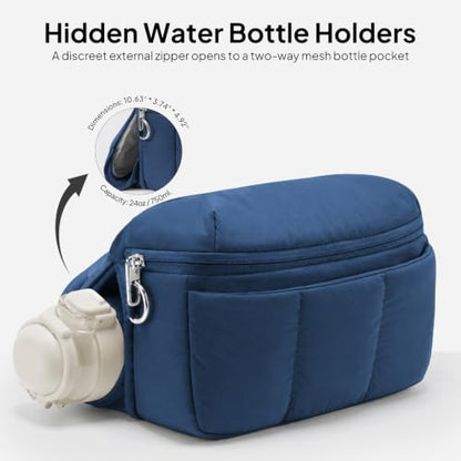 TOPEAST Waist Pack 3.5L Fanny Packs with Water Bottle Holder - color: Navy