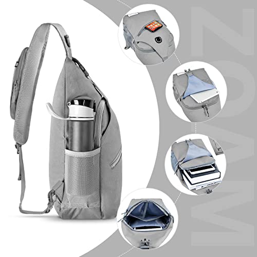 ZOMAKE Sling Bag,Small Crossbody Sling Backpack Shoulder Daypack for Travel - color: Silver Grey B, size: 8L