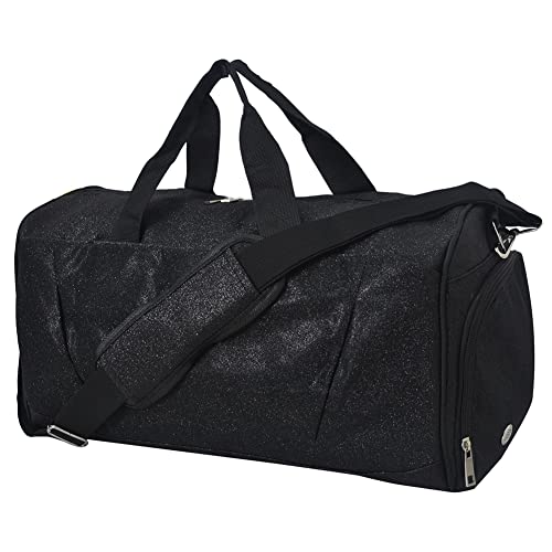 NGIL Glitter Duffel Shoe Compartment Carry On Tote (Glitter-Black) - color: Glitter-Black