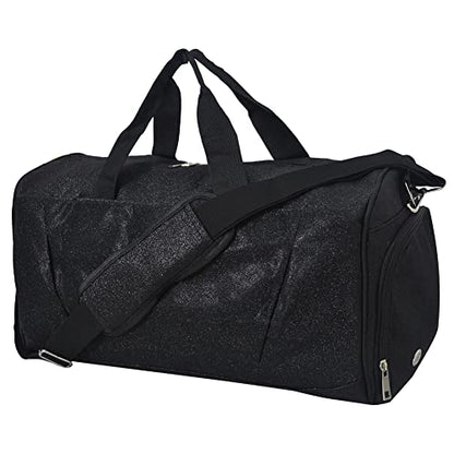 NGIL Glitter Duffel Shoe Compartment Carry On Tote (Glitter-Black) - color: Glitter-Black