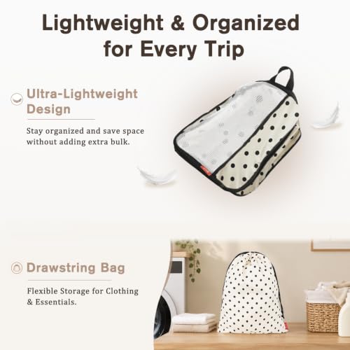 U+U 6 Set Compression Packing Cubes, Travel Organizers (Polka Dot) - color: Polka Dot-02, size: 6 Set