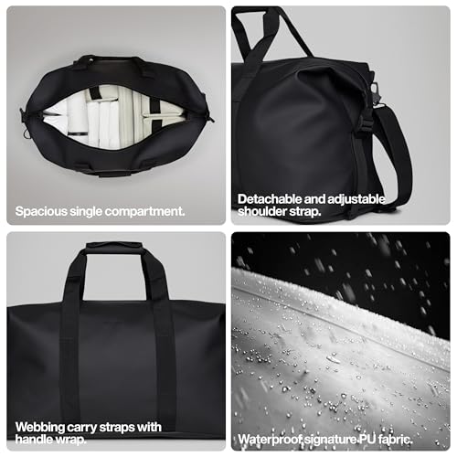 RAINS Hilo Weekend Bag Small – Waterproof Travel Gym Duffel, 4.8 gal - color: black