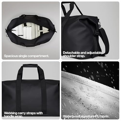 RAINS Hilo Weekend Bag Small – Waterproof Travel Gym Duffel, 4.8 gal - color: black