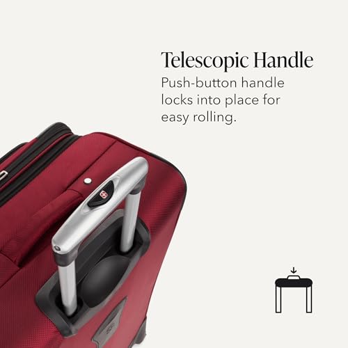 SWISSGEAR Sion Softside Expandable Spinner Luggage Durable Lightweight Travel Suitcase, Burgundy, Checked-Medium - color: Burgundy, size: Checked-Medium 25-Inch
