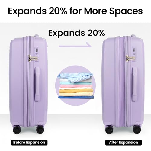 Luggage Sets 2 Piece(20/29in),w/TSA LOCK,Suitcase Set - color: Lavender, size: 2-Piece Set (20"/29'')