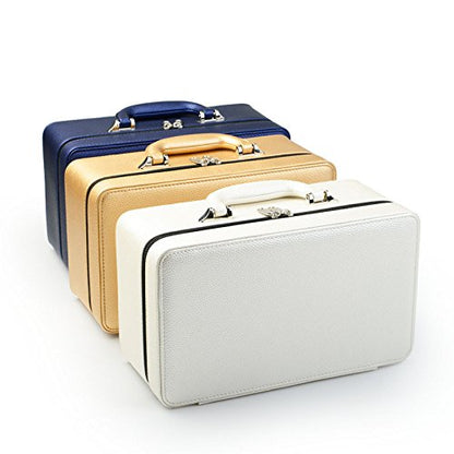 Oirlv Large 3-Layer Jewelry Travel Case with Removable Trays, White | Three Removable Trays,Necklace Hooks and a Pocket Create a Complete System for Home,Travel and Jewelry Display - color: White