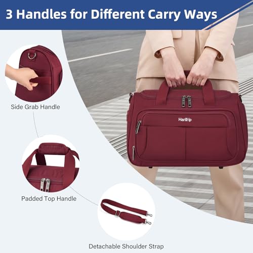 HanTrip 16 Inch Under Seat Carry On Duffle Bag for Airplanes, Burgundy - color: Burgundy, size: Carry-on 16.5-Inch