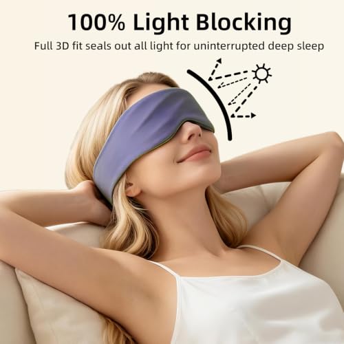 Weighted Sleep Mask, 3D Blackout Eye Mask Glass Beads Travel - color: Blue