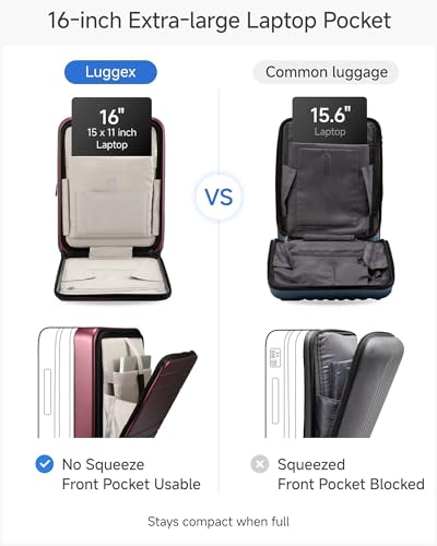 LUGGEX Front Pocket Expandable Carry On Luggage, Cherry, 20" - color: Cherry, size: 20 Inch